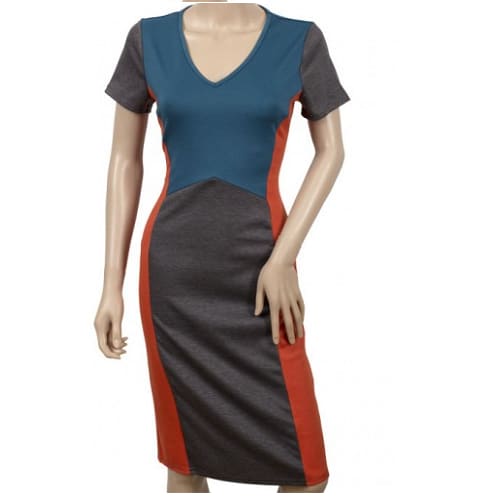 Ladies Colour Block Multicolored Dress