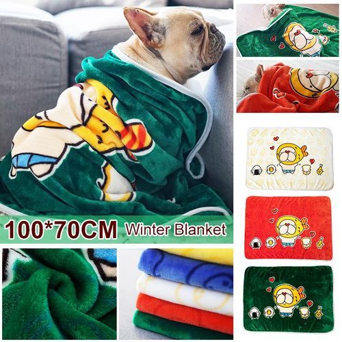100*70CM Warm Flannel Pet Dog Cat Pad Blanket Warming [Blue]