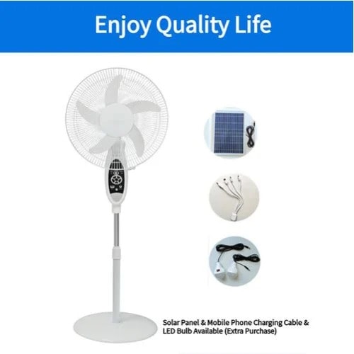 16" 3-in-1 Rechargeable Standing Fan + Solar Panel/bulbs