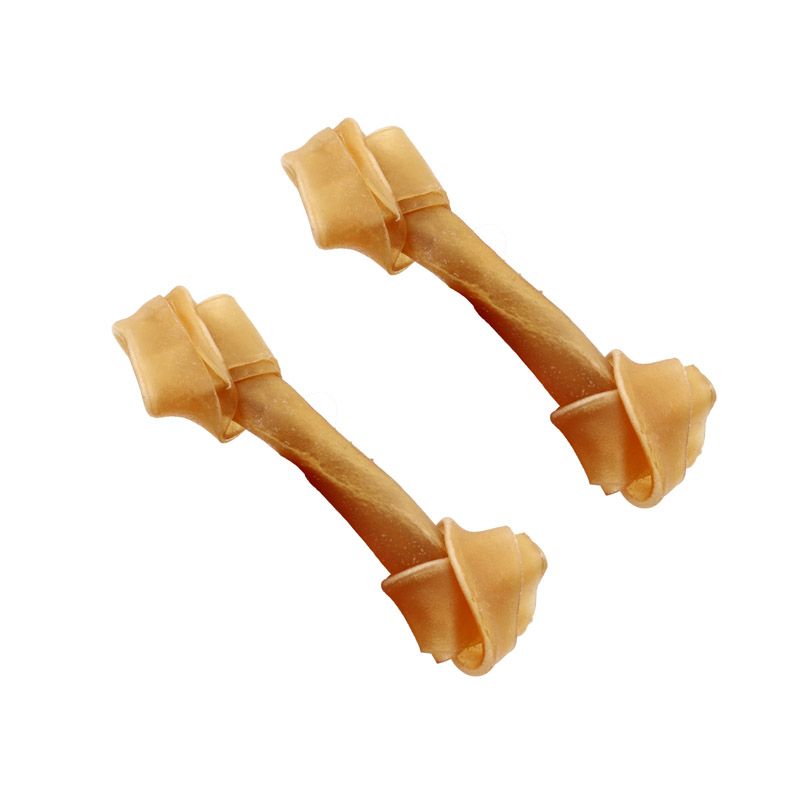 Pet Toy Dog Chews Toys Supplies Leather Cowhide Bone Molar Teeth Clean Stick Food Treats Dogs Bones For Puppy Accessories-6 Inche 2pcs