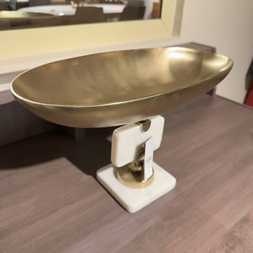 Vento Furniture Footed Platter Trinket - White Marble