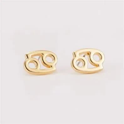 Gold Plated Zodiac Sign Cancer Earrings Stud