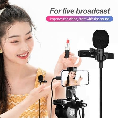 1.5m Mini Condenser Clip-on Lapel Mic For  Audio Video Recording - 3.5mm