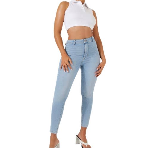 Women High Rise Skinny Jeans- Blue