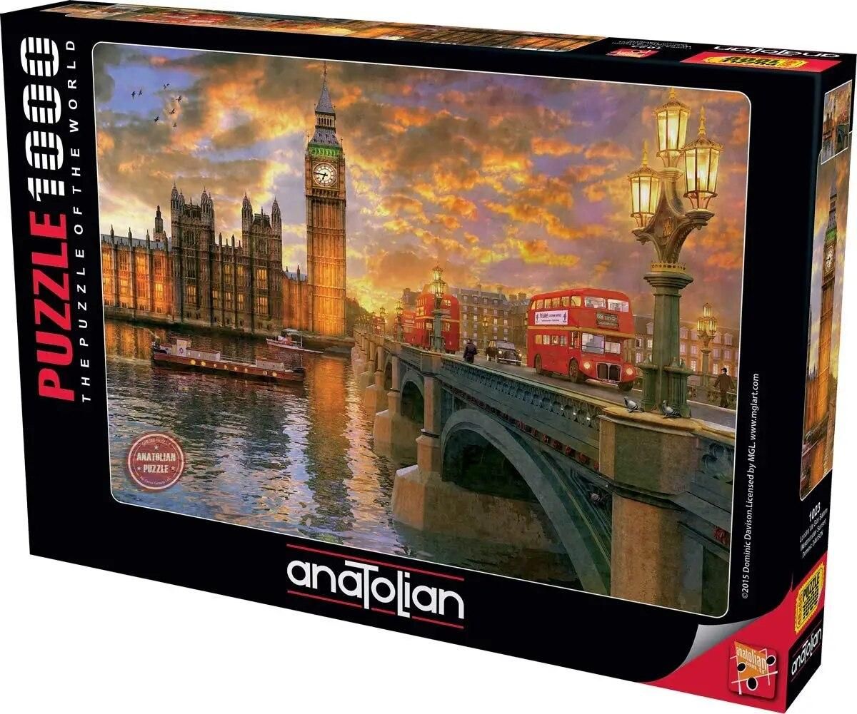 Sunset In London Puzzle 1000 Pieces Big Ben Clock Tower Red Bus Bridge Sky Jigsaw Puzzle England United Kingdom Travel Hobby