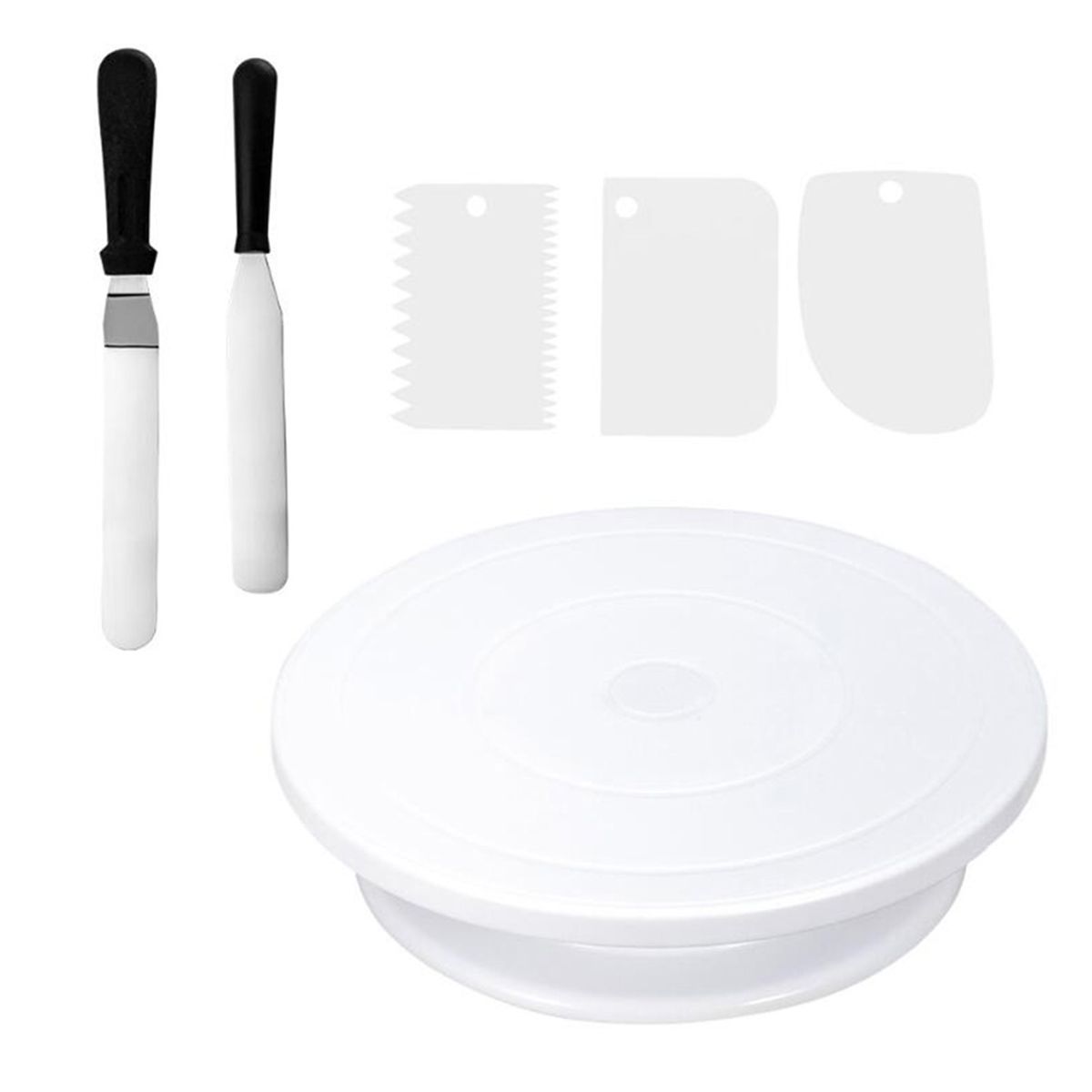 6Pcs Cake Tool Kit 280mm Cake Decorating Rotating Turntable