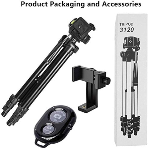 Aluminium Alloy Tripod Stand 3120 + Phone Clip + Bluetooth Remote Shutter