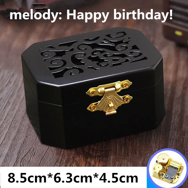 Vintage Wooden Music Box Eight Tone Box Sky City Creative Birthday Gift Wedding-Style 4