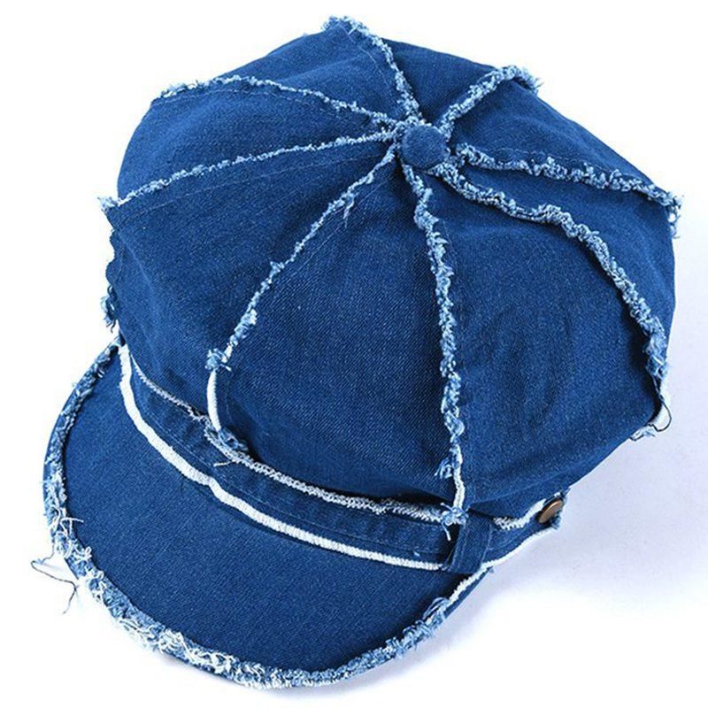 Spring Summer Beret Hat  Casual  Octagonal Cap Women's Flat Caps Retro Denim sboy Hat Cotton Hat Beret Cap  Casquette