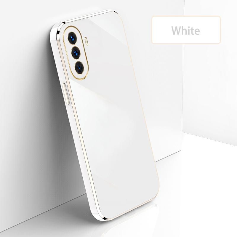 Ultra Thin Plating Phone Case for Huawei Nova Y70 Plus Lens Protection soft Phone Back Cover-White