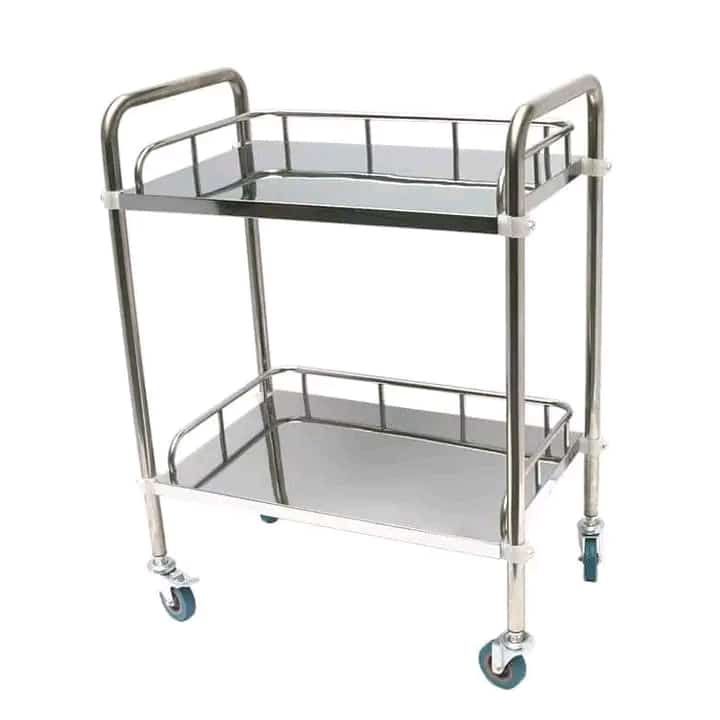 Hospital  Lab S Cart Trolley Stainless Steel Two Layer
