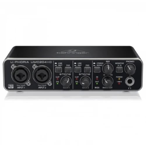 USB Audio/Midi Interface With Midas Mic - Umc204hd Audiophile 2&times;4 - 24-bit/192 Khz