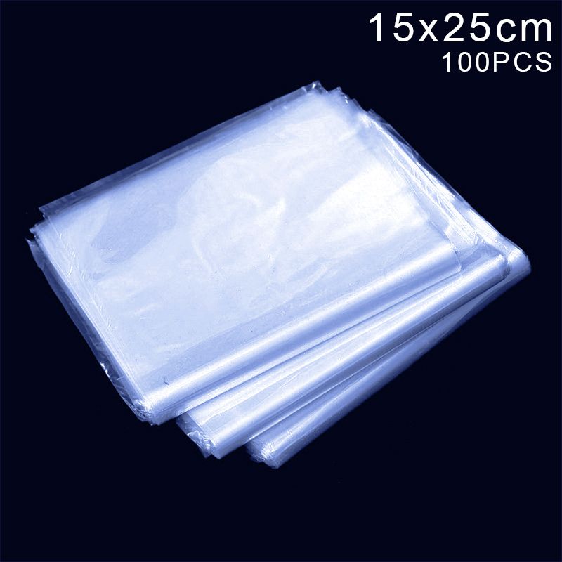 100 Pcs Heat Shrink Film Clear PVC Shrinkable Packaging Wrap Sealing Protector Saran Wrap Plastic Bags Organization Kitchen-15x25cm