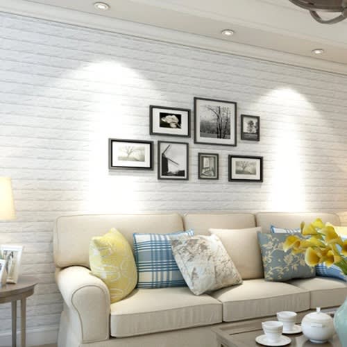 Self Adhesive Brick Wallpaper Sticker -White 70x77cm