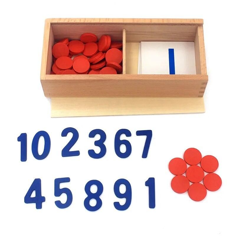 Dental House Montessori Material Wooden Toys Cards & Counters Number 1-10 Approach to Math Preschool Educational Training Toys