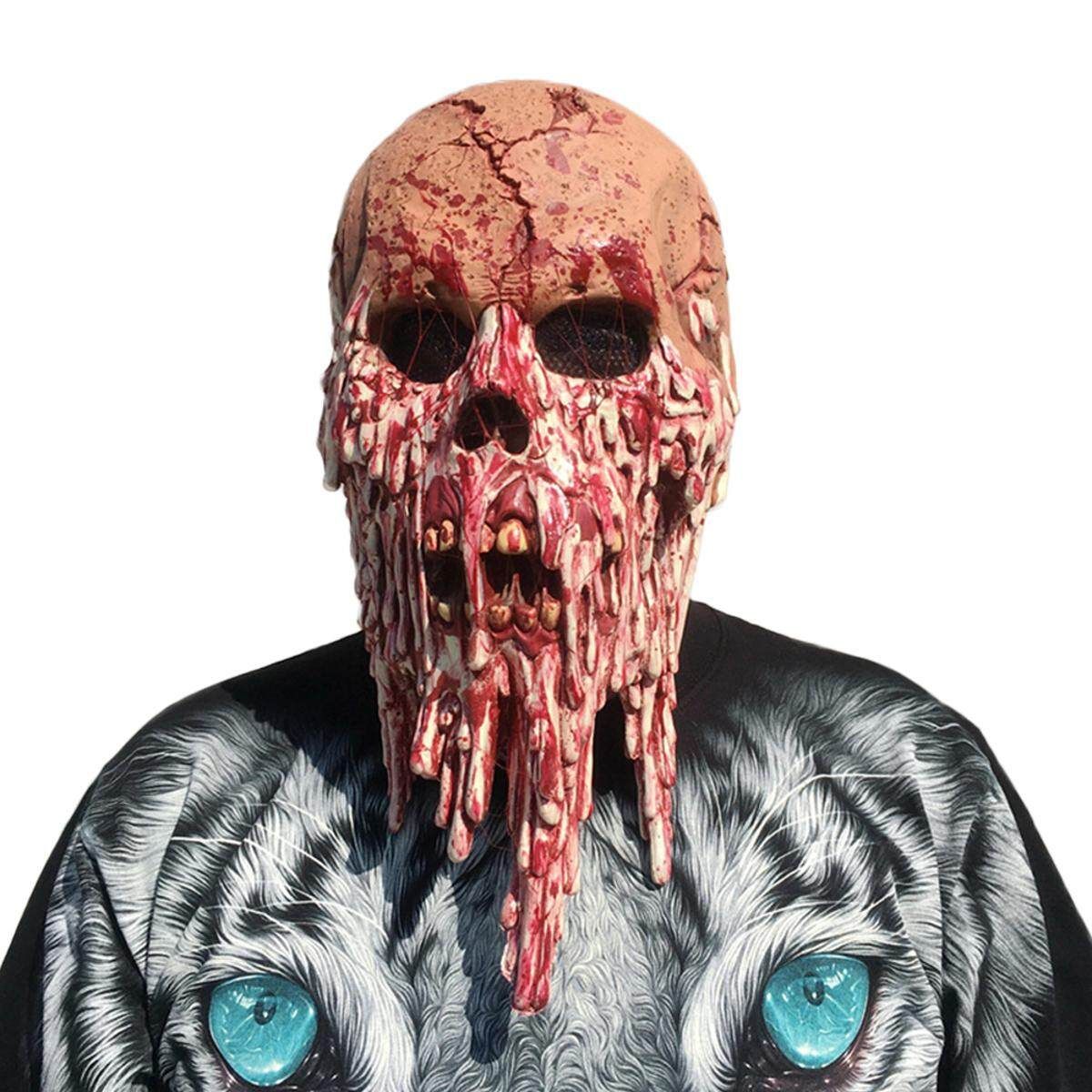 Halloween Bloody Face Skull Head Zombie Evil Horror Cosplay Costume