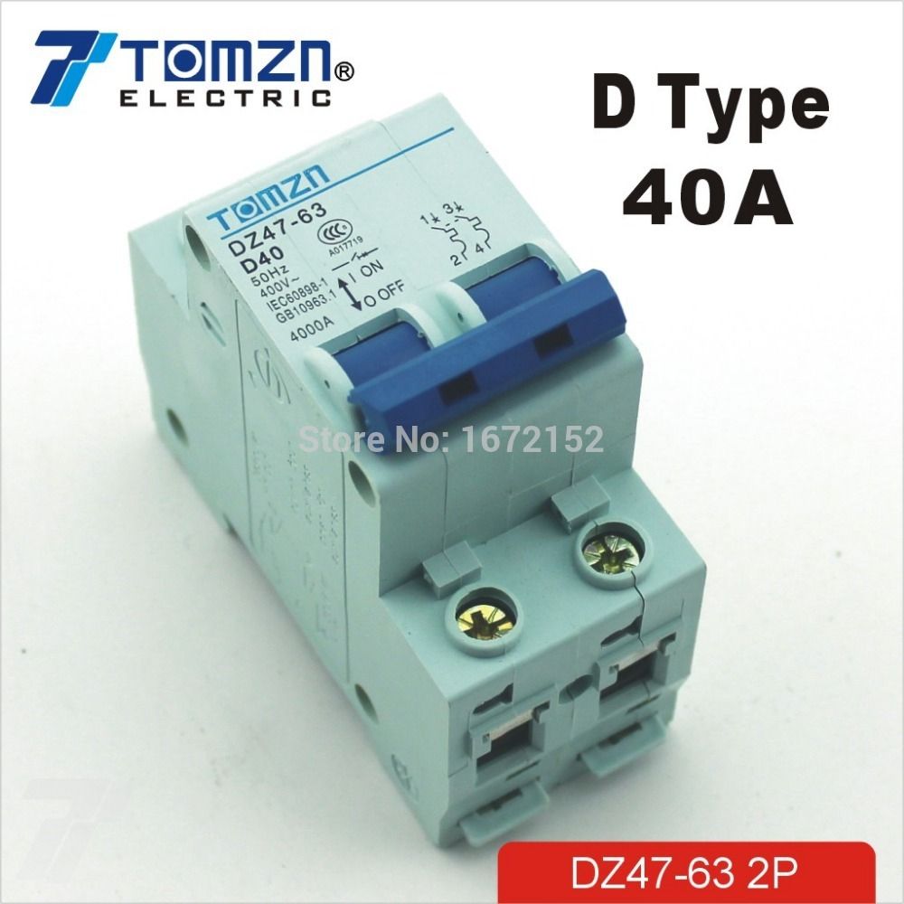 2P 40A D Type 240V 415V 50HZ 60HZ Circuit Breaker MCB Ty