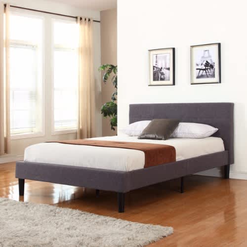 Linen Fabric Upholstered Platform Bed Queen - Grey