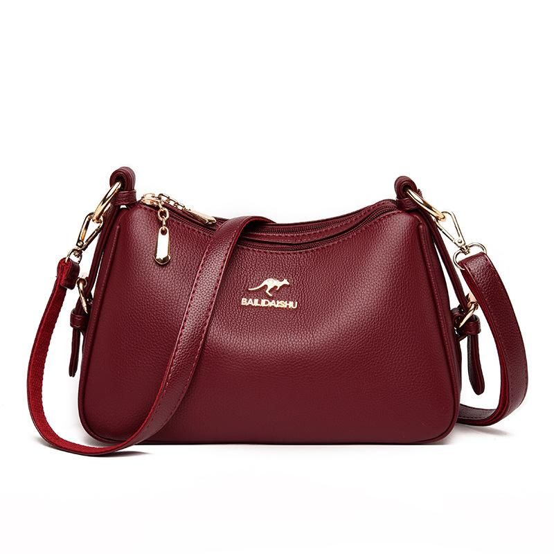 2023 New Women's Bag Middle aged Mom's Bag Soft Leather Handbag Casual One Shoulder Diagonal