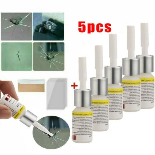 Automotive Glass Nano Repair Fluid Car Windshield Resin Crack Tool Kit - White - 5pcs