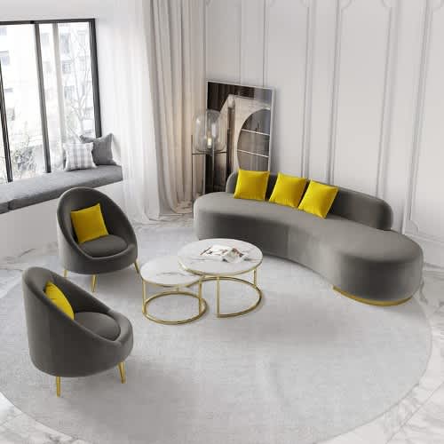 Ergonomy Velvet Sofa-grey