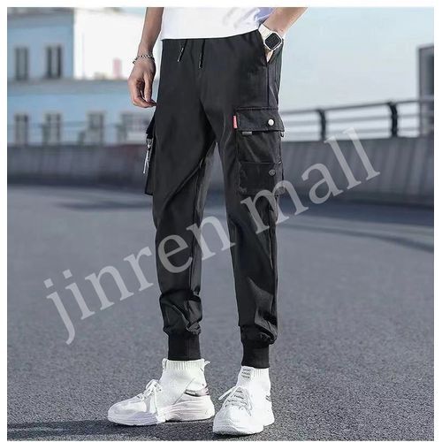 Men's Youth Overalls Casual Pants-Black