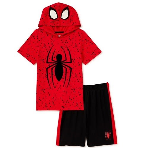 Spiderman Boys Hoodie T-shirt  Knit Pull On Shorts