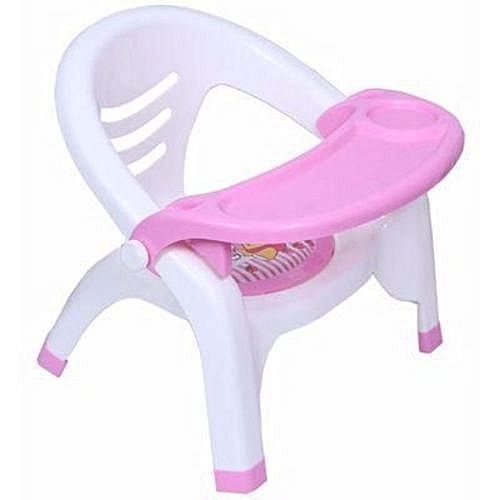 Children Plastic Chair With Attached Table - Pink