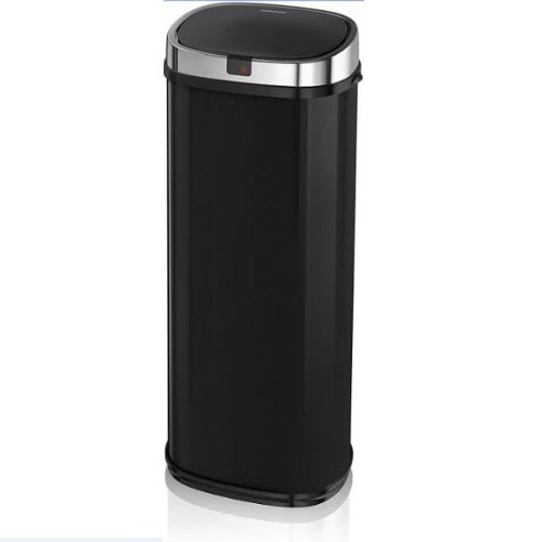 50 Litre Chroma Square Sensor Bin - Stainless Steel - Black