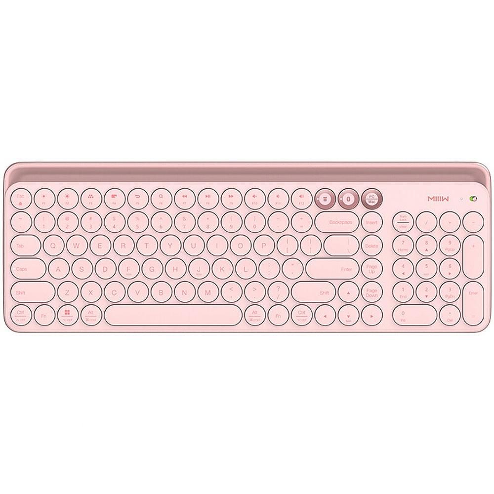 MIIIW 102 Keys Wireless BT&2.4GHz Dual-mode Office Keyboard with Integrated Soft Rubber Bracket Multi-system Compatible Pink