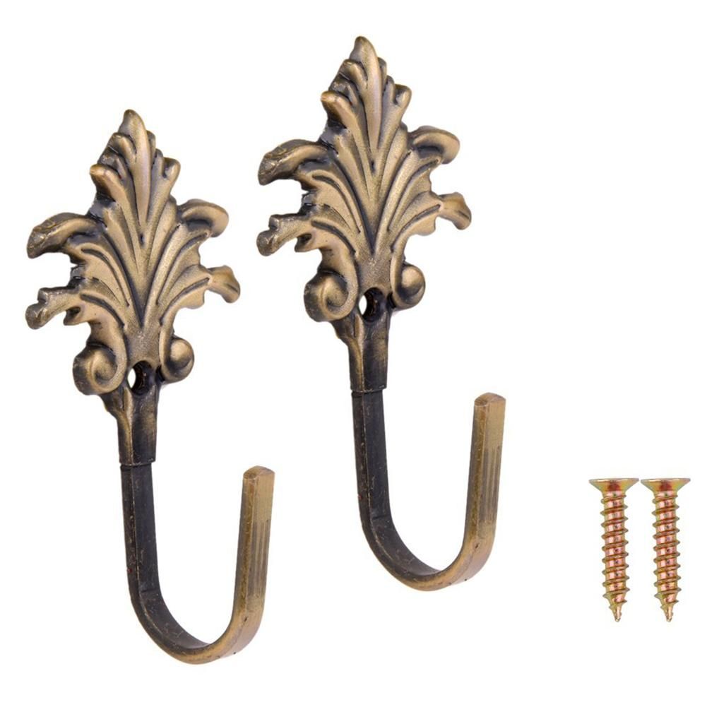 2pcs Vintage Maple Leaves Curtain Tieback Hooks Door Wall Hook