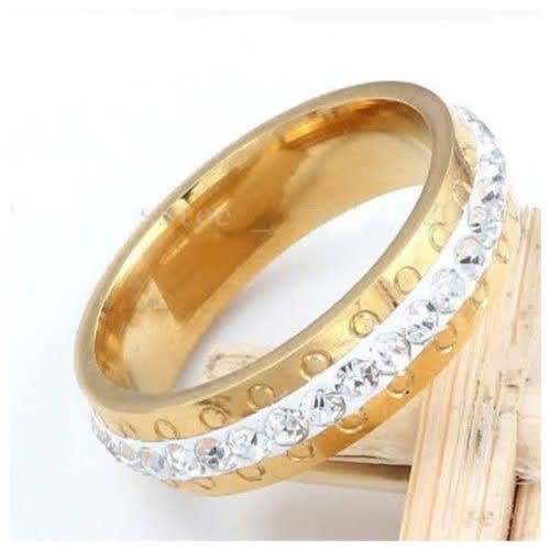 Gold Tone Stainless Steel Engagement Ring For Women