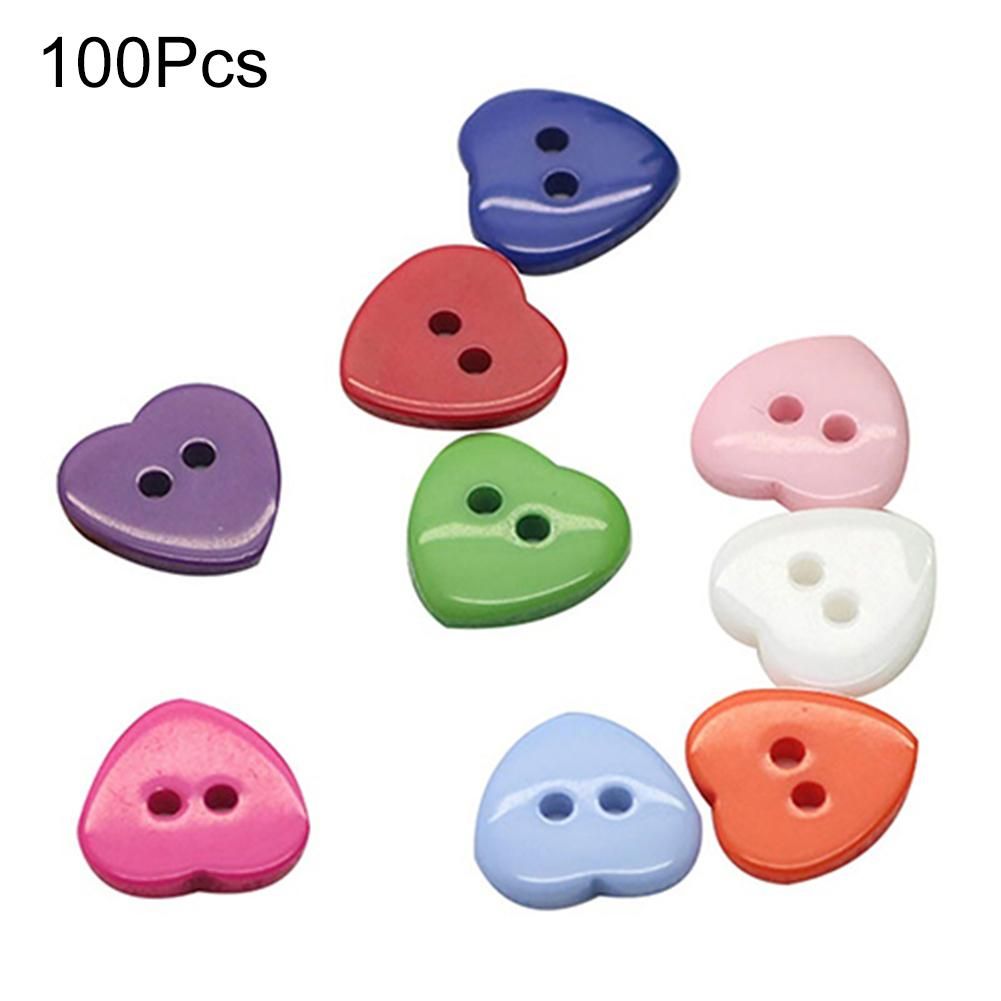 100PCs Heart Mixed Colors Resin Buttons Fit Sewing or Scrapbooking 10mm