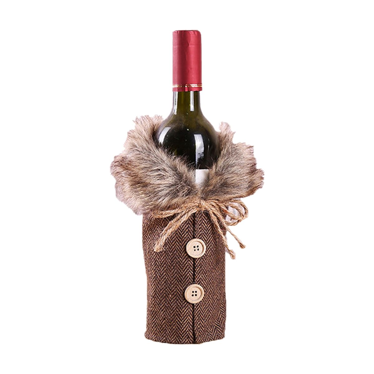 Christmas  Bottle Cover Cute Faux Fur  Bottle Clothes For