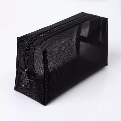 Portable Mesh Makeup Purse - Black