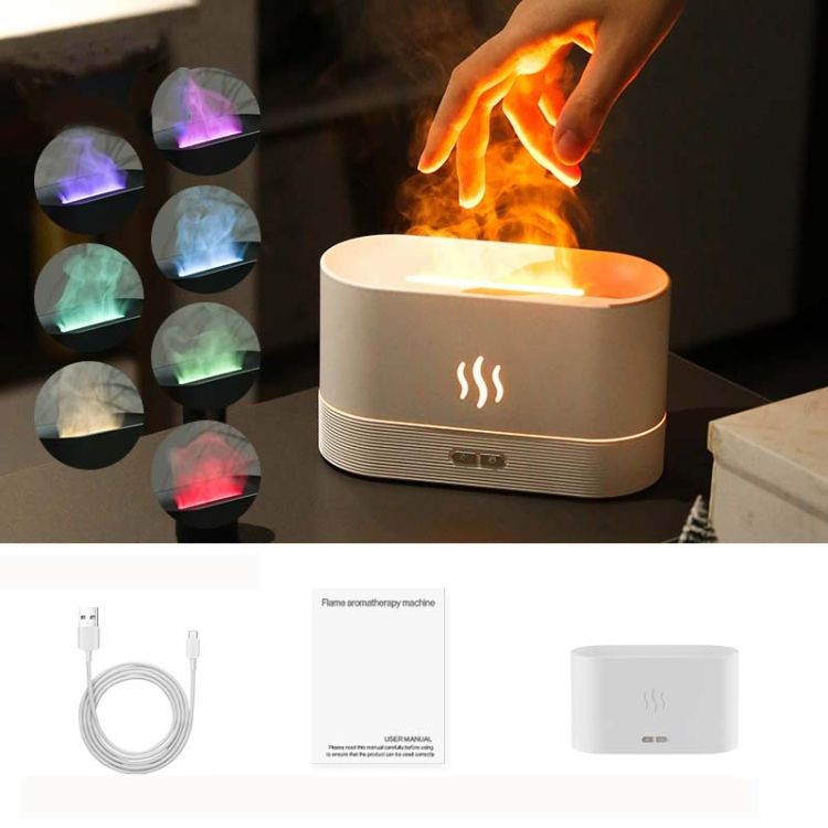 7 Color Flame Aromatherapy Machine Air Humidifier 7 Color (White)