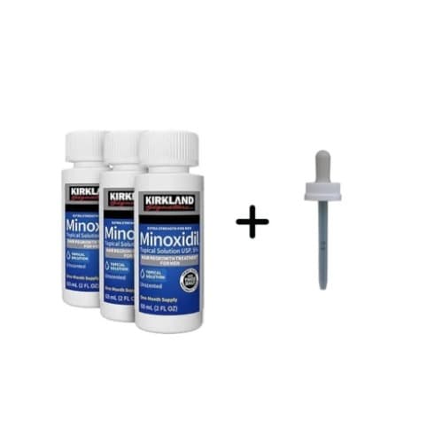 Minoxidil-5% Hair Regrowth For Men - 180ml - 3 Bottles With Free Dropper - New Edition