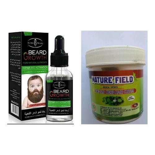 Beard Growth Nourishment Oil - Rapid Result 30g + Free African Herb Hair Cream 50g.