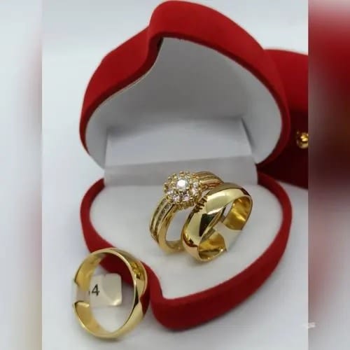 Gold Plated Italian Riggan Wedding Ring Set - 3 Pieces
