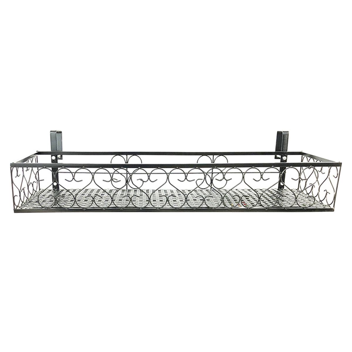 Iron Hang-ing Flower Railing Shelf Basket With Hooks Balcony