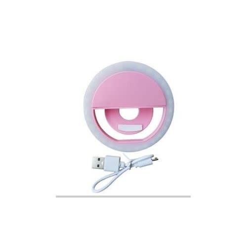 Selfie Ring Light Rechargeable Phones Tablets Makeup Vlog - Pink