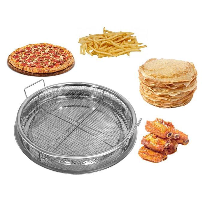 Chips Basket Baking Dish Drying Rack Oil Filter For Air Fry Silver