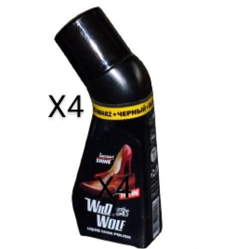 Wild Wolf Instant Shine Black Liquid Shoe Polish - 75ml - 4Pcs