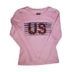 Girl's Pink Long Sleeved T Shirt Tops with US Motif