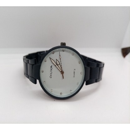 Classic Unisex Black Steel Watch - White Face