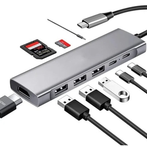 Usb Type C To Hdmi Type C 3.1 Sd Card Slot Audio Card And Usb 3.0- 9 In 1 Adapters