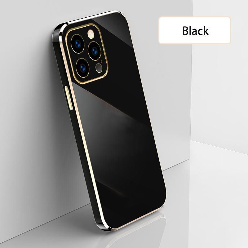 Ultra Thin Plating Phone Case for iPhone 14 Pro Lens Protection soft Phone Back Cover-Black