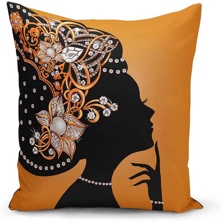 Throw Pillow - African Lady Thinking Cap
