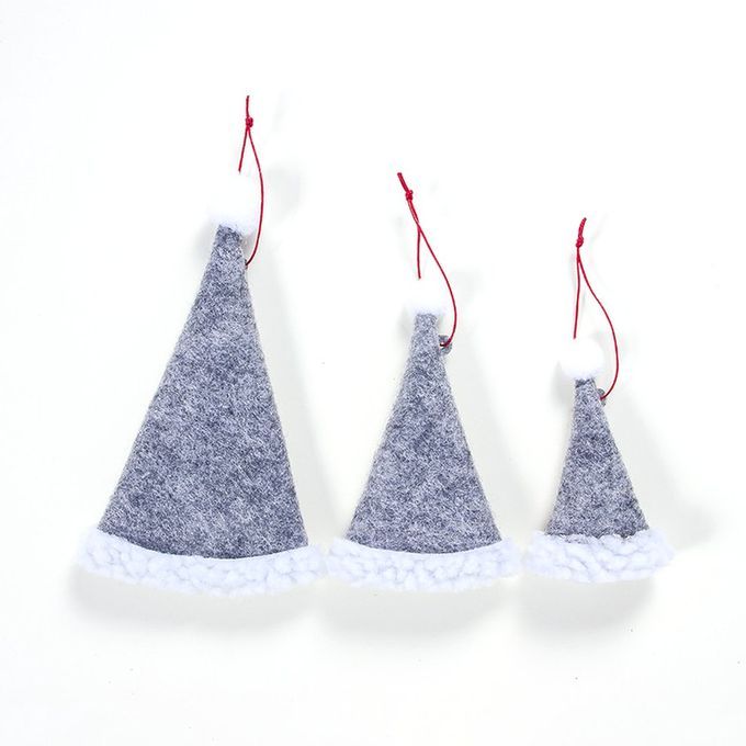 Fabri  Felt Wine Bottle Set Xtmas Hat Pendant  Hristmas Tree De Oration-grey-large