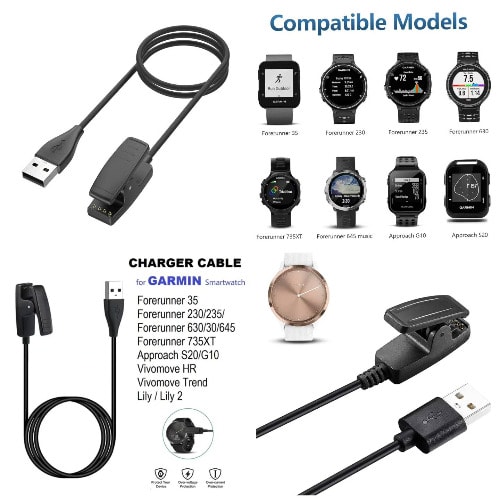 Charging Cable For Garmin Lily/forerunner 35 630 645 Music 735xt / Vivomove Hr / Foreathlet